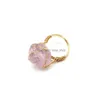 Anello solitario Wire Wrap Anelli in pietra naturale Lapislazi Ametiste Avventurina Cristallo rosa Regolabile per gioielli da donna Drop Delivery Dhhki