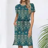 Casual Dresses In Summer Floral Print Dress For Women Elegant And Pretty Short Sleeve Midi Length Boho Vacation Beach Clothing