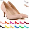 Clássicos Sólidos Bombas Femininas Office 2023 Bico Redondo Moda Feminina Couro Envernizado Raso Salto Alto 6cm Sapatos Atacado 14 Cores L230704