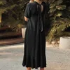 Robes décontractées femmes été couleur unie col en V à manches courtes Boho plage vacances balançoire robes d'été ample confortable respirant