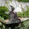 2023 Fiore Fata Accessori da giardino Statua Kawaii Mini Artigianato per la casa Prato Giardino Arte Seduto Resina Paesaggio primaverile Decorazione L230620