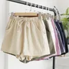 Calças femininas casual algodão linho shorts feminino verão sólido cintura alta shorts fora roupas baratas para mulher frete grátis shorts