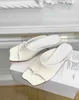 Luxury Women sandal slipper slides shoes low heel Maison MM6 shoes black white satin flip flop beach outdoor shoes square toe with box