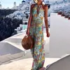 Basic Casual Jurken Zomer Boho Bloemenprint Lange Feestjurk Vrouwen Elegante Halter Mouwloze Maxi Jurk Lente Backless Hollow Out Jurken 2XL 230710