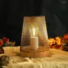 Lampade da tavolo Lampada a gabbia in metallo Lanterna a LED a forma rotonda Alimentata a batteria da comodino senza fili per decorazioni per la casa di feste di matrimonio