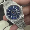 Bewegingshorloge met diamant Diamond horloge heren horloges Fijne stalen band Saffierglas waterdicht en zweetbestendig diamanten herenhorloge movementI45C