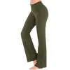 Women's Pants Solid Color Micro Lah Wide Leg Printed Yoga For Women Bell Bottom Cotton Fold Over