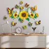 Wandaufkleber 3D Sonnenblume Schmetterling Aufkleber PVC Aufkleber für Haus Zimmer Fenster Tür Kühlschrank Küche Dekoration