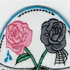 Fashion Rose Flower Sad Girl Bad Girl Patch di cartone ricamato in ferro su qualsiasi indumento Patch applique fai da te Distintivo rosa grigio G0505 294Y