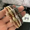 Berlockarmband Nya Cz Dubbla Leopardarmband Partihandel 8Mm Naturlig Onyx Grön Tigeröga Stenarmband Mens Panther D1