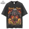 T-shirts pour hommes Anime Attack on Titan Acid Wash T-shirt Noir Graphique Été Hip Hop Surdimensionné Tops 100 Coton Manga Vintage Tees pour Homme 18