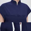 Övrigt Kläder Enfärgad Uniform Sjuksköterska Arbetskläder Scrubs Set Top Byxor Dam Sommar Elastisk Snabbtorkande Sjukhus Läkare Arbetsdräkter x0711