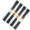 Pulseira de relógio de silicone de borracha preta macia de 20mm ROL 111261 SUBGMTYM Acessórios pulseira com fecho prateado2839045