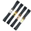 Banda di orologi in silicone in gomma nera da 20 mm ROL 111261 Accessori subgmtym Bracelect con Clasp4420477 d'argento