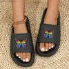 Slippers Women Cartoon Butterfly Decor Beac Summer Casual Mife Comfy Platform Eva Slides без скольжения домашней ванная комната мужчина 2023 обувь T230711