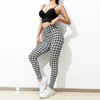 Leggings da donna Pantaloni da donna Sexy Elegante a vita alta Nero Bianco Griglia Yoga Sculpting Curves Boosting Running Fitness Performance