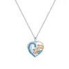 Pendant Necklaces Korean Style Crystal Love Heart Mom Son Dolphins Necklace For Women Gold Blue Hit Color 2 Tone Choker Mum Gift