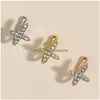 Nose Rings Studs Clips Hoops For Women Non-Piercing Body Jewlery Cross Rose Sier Stainless Steel Gold Color With Diamond Wholesale Dhurw