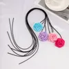 Collares pendientes Moda coreana Cadena de cuerda larga con collar de flores grandes para mujeres Collar de gargantilla romántico de moda 2023 Accesorios de joyería 230613