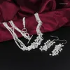 Necklace Earrings Set Charm 925 Stamped Silver Fine Multi-line Tassel Beads For Woman Fashion Party Wedding Good Gifts Jewelry