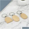 Key Rings Blank Round Rec Wooden Chain Diy Pendant Wood Keychain Keyring Tags For Birthday Christmas Gifts Fy5473 Ss1207 Drop Delive Dhk1X