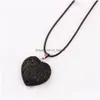 Pendant Necklaces Black Lava Stone 30Mm Heart Necklace Aromatherapy Essential Oil Per Diffuser Women Men Jewelry Drop Delivery Pendan Dhheo