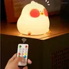 Lampki nocne Cute Chick LED Light USB Akumulator Przełącznik dotykowy Silikonowe lampki nocne Lampka nocna Wystrój sypialni dla dzieci Prezenty urodzinowe