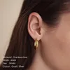 Brincos de argola HNSP Clássico 4 mm de espessura de aço inoxidável para mulheres joias cor de ouro prateado