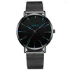 Armbandsur Mode Män Dam Klockor Enkel Business Mesh Quartz Watch Geneva Par Valfritt Nylonarmband