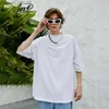 T-shirty męskie TION Design puste koszulki w za dużym rozmiarze Unisex letnie opuszczane ramiona Mock Neck koszulki bawełniane Z230711