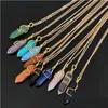 Pendentif Colliers Sier Couleur Or Reiki Guérison Pierre Naturelle Fil Wrap Hexagonal Améthystes Quartz Cristal Rose Chakra Pendum Drop D Dhq65