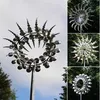 Unique and Magical Metal Windmill 3D Wind Powered Kinetic Sculpture Lawn Metal Wind Solar Spinners Yard and Garden Decoration L230620