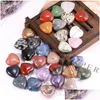 Kamień 20X10Mm Love Hearts naturalny kryształ ozdoby rzemieślnicze Rose Quartz Healing Crystals Energy Reiki Gem Living Room Decoration Drop Dh9Qw