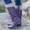 Bottes d'hiver bottes longues pour femmes bouts ronds talons bas bottes de petite et moyenne taille patch tricoté fermeture à glissière latérale dentelle bottes de moto pour femmes Botas L230711