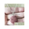 Pendentif Colliers Mode Sier Couleur Ronde Pierre De Lave Collier Roche Volcanique Aromathérapie Huile Essentielle Diffuseur Pour Femmes Bijoux D Dhkgl