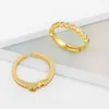 Cluster Rings FLOLA Bracciale aperto in pietra bianca per donna Crystal Gold Vermeil Anello sottile CZ Pave Cubic Zirconia placcato gioielli RigK07