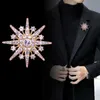 Vente directe d'usine cristal strass Starburst broche broches accessoires hommes costume flocon de neige broche