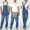 Herrjeans Vår sommar Herroveraller med fickmode Justerbara remmar Denim Jumpsuit Man Casual Lösa hängslen Cargo byxor