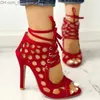 Dress Shoes Women's Summer High Heels Sandals Peep Toe Hollow High Heels Corner Shoes Cut Out Fashion Casual Sexy Party Plus Size Pump Z230711
