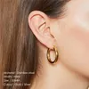 Boucles d'oreilles créoles HNSP classique 4MM d'épaisseur en acier inoxydable pour femmes bijoux couleur or argent