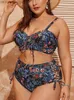 Stroje kąpielowe damskie Plus rozmiar strój kąpielowy bikini damski strój kąpielowy push-up kwiat wydruku Biquini strój kąpielowy duży gruby strój kąpielowy Z230712