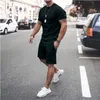 Men s Tracksuits Tracksuit Casual Cotton Short sleeved T Shirt Shorts 2 piece Suit 2023 Summer Sportswear Loose Clothing 230711