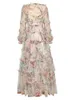 Vestidos casuais passarela estampa floral gaze vestido de baile festa à noite longo maxi robe de casamento feminino luxo babados bolo malha vestidos XXL