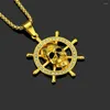 Pendentif Colliers Pirate Crâne Rond Gouvernail Collier Hommes Zircon Mode Tendance Fête Personnalisé Accessoires Bijoux