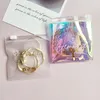 Jewelry Boxes PVC Plastic Zipper Clear Storage Bag with Mini Ziplock Laser Holographic Pouch for Ring Earring Packaging 230710