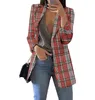 2023 New European American Fashion Plaid Casual Abiti da donna Collo con risvolto Slim Cardigan Blazer Donna Primavera Autunno