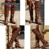Boots AOSPHIRAYLIAN Women 's Embroidery Over The Knee Tube Boots Western Cowboy Sewing Floral Brown Cowgirl Shoes 230711
