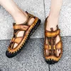 Slippers Cungel Men Sandals أصلية من الجلد المصنوعة من الجلد الصيف الصيفي أحذية عرضية رومانية رومانية صندل صندل De Hombre de Cuero 230711