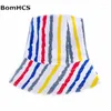 Top Caps Bomhcs Kadın Kızlar Güneş Şapkası Kafes Şerit Stripe Kova Beyzbol Kapağı 17MZ37F8