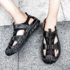 Slippers Cungel Men Sandals أصلية من الجلد المصنوعة من الجلد الصيف الصيفي أحذية عرضية رومانية رومانية صندل صندل De Hombre de Cuero 230711